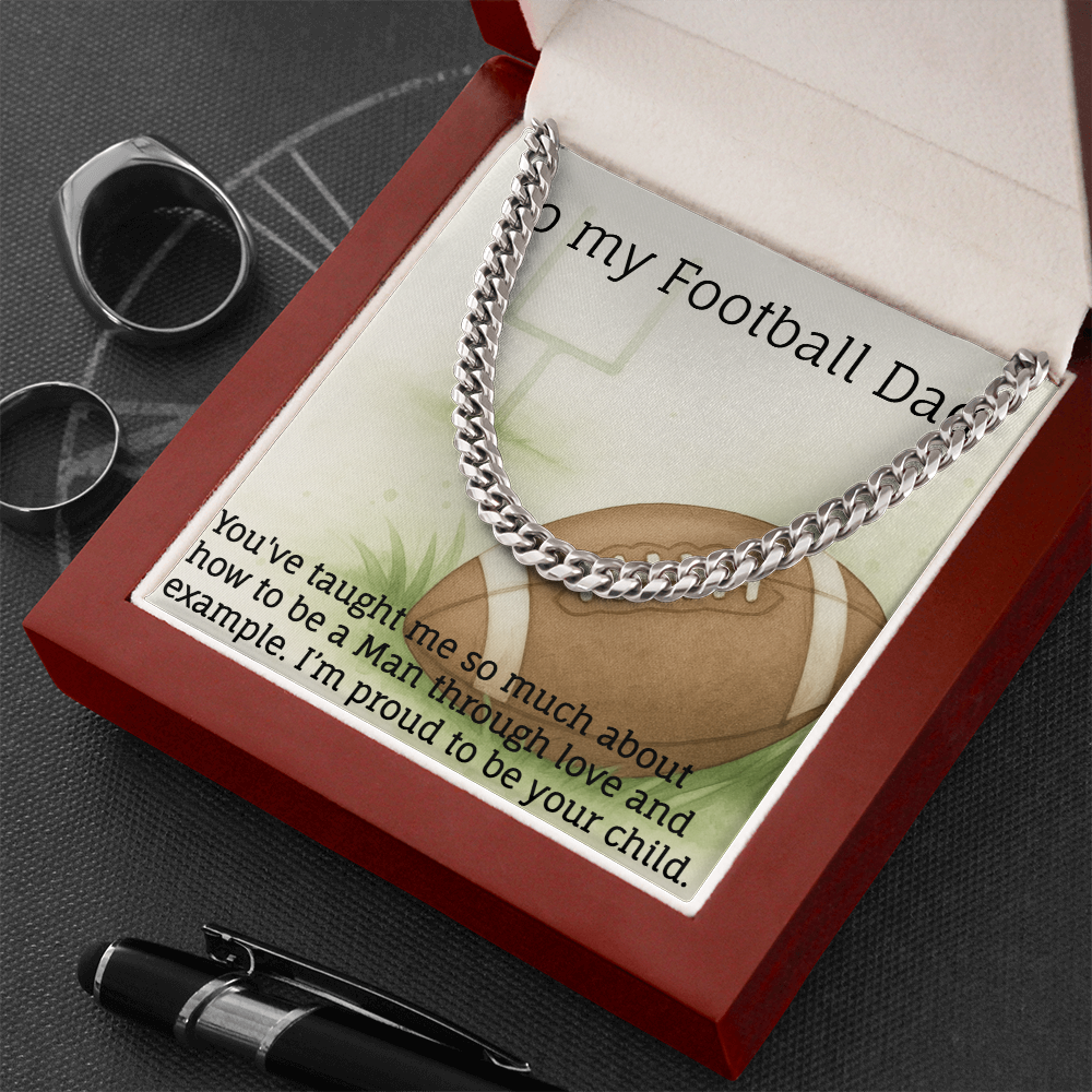 Men's Cuban Link Classic Style Necklace with love for American Football.