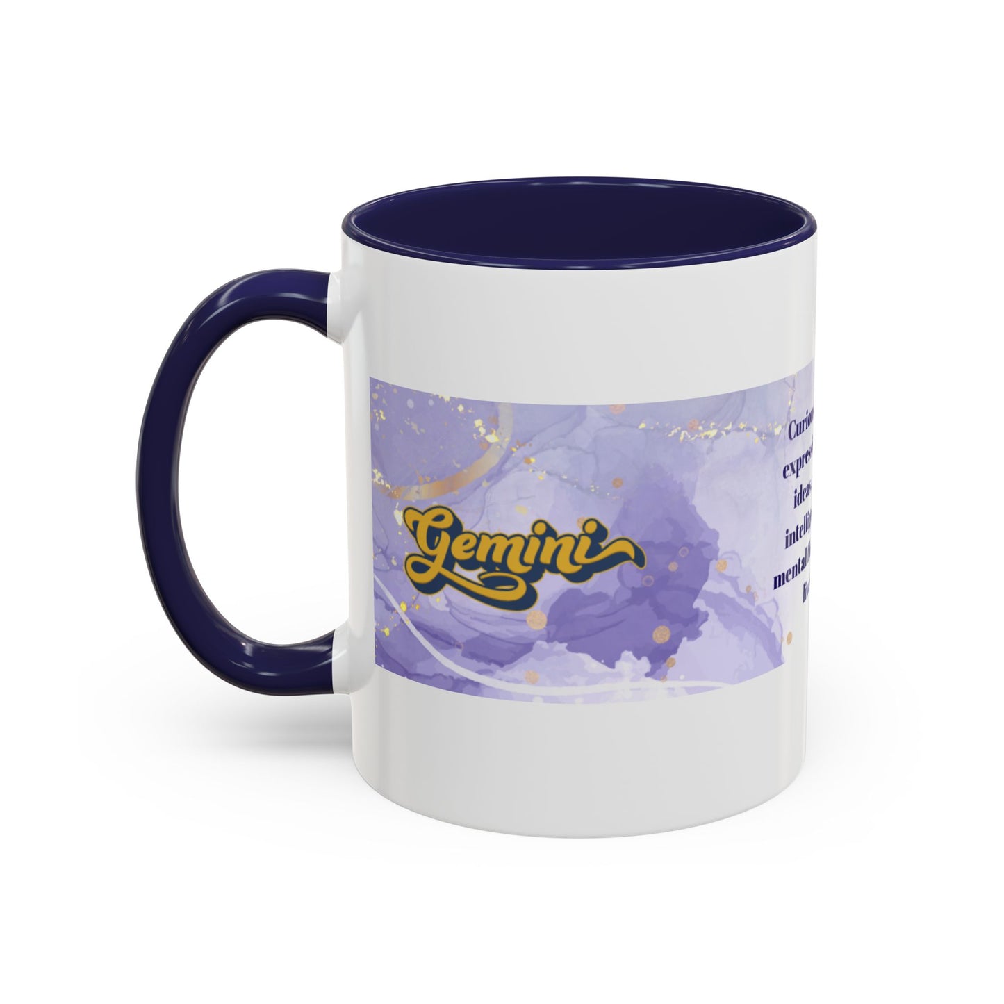 Gemini Zodiac Accent Coffee Mug — 'Curious, witty, adaptable' Horoscope Gift
