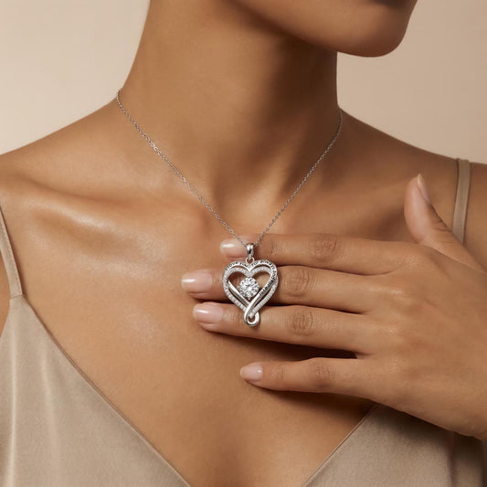 For Her Gift Necklace Heart CZ glamour that is more sparkling than anyone realizes.  "I Love you for Always and Forever"