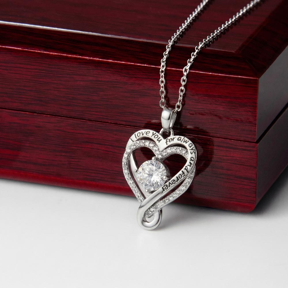 For Her Gift Necklace Heart CZ glamour that is more sparkling than anyone realizes.  "I Love you for Always and Forever"