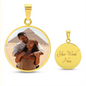 Add picture and words to custom Luxury Circle on Necklace.