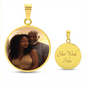Customize Necklace with Picture & Words Silver or Gold Luxury Circle Necklace
