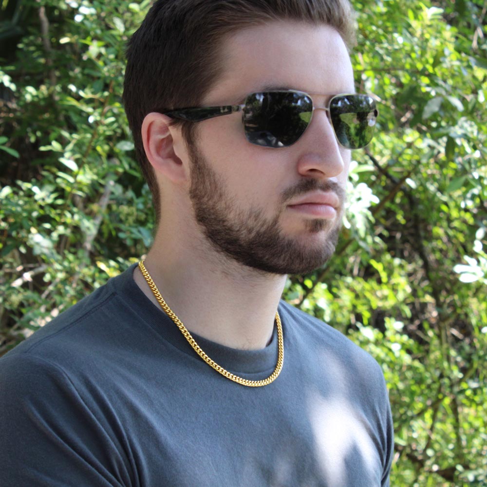 Men's Cuban Link Classic Style Necklace with love for American Football.