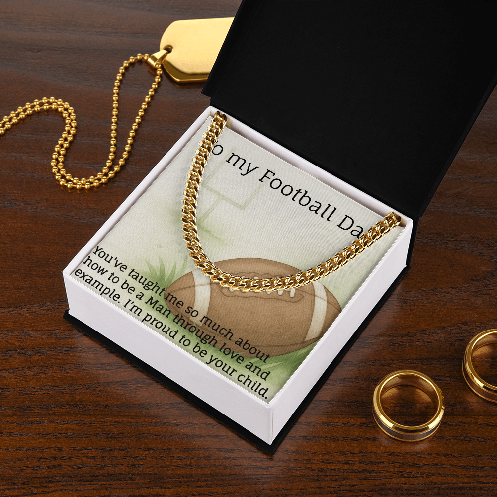 Men's Cuban Link Classic Style Necklace with love for American Football.