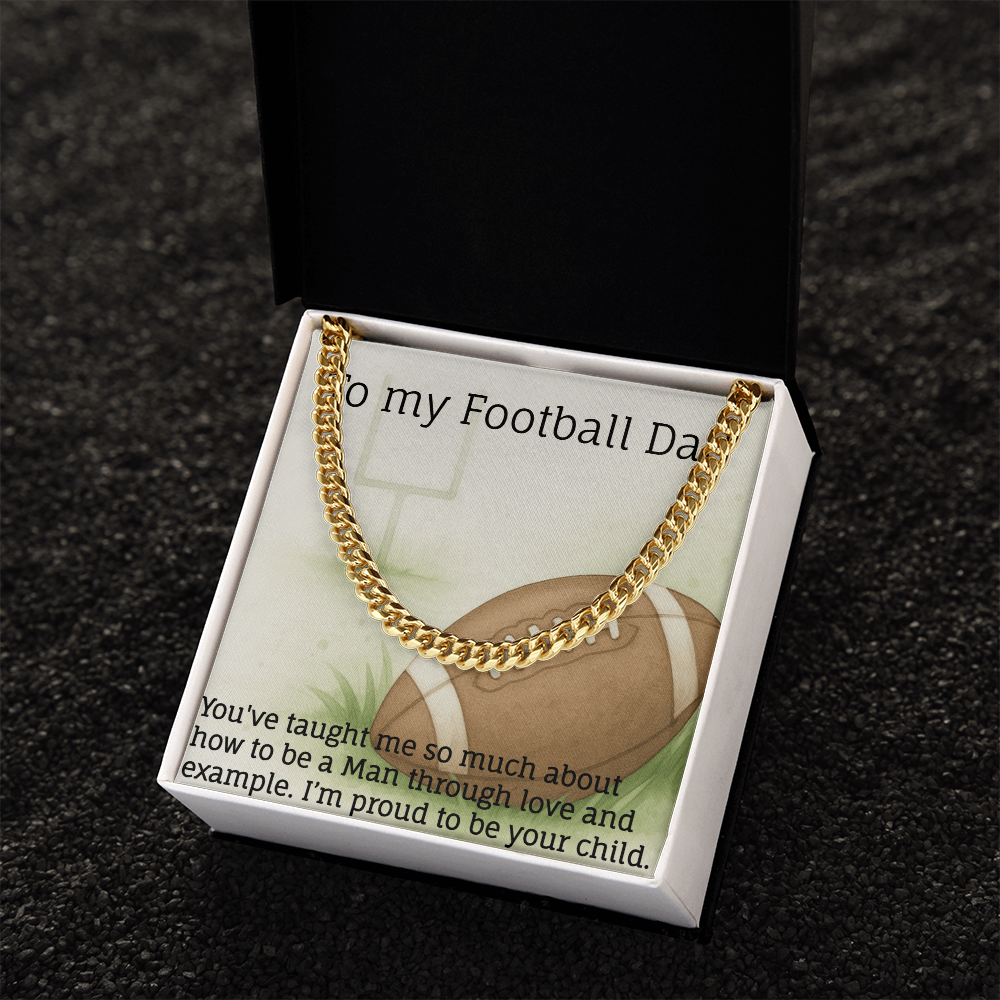 Men's Cuban Link Classic Style Necklace with love for American Football.