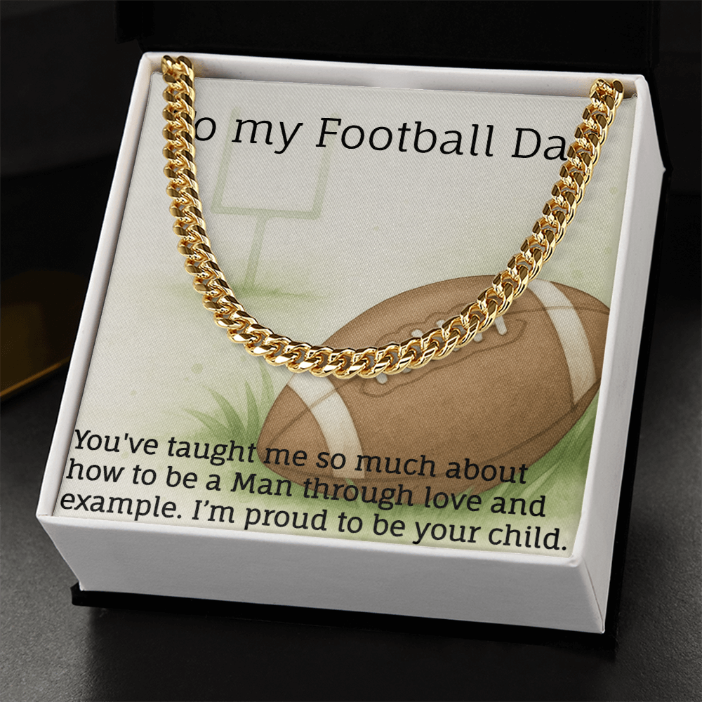 Men's Cuban Link Classic Style Necklace with love for American Football.