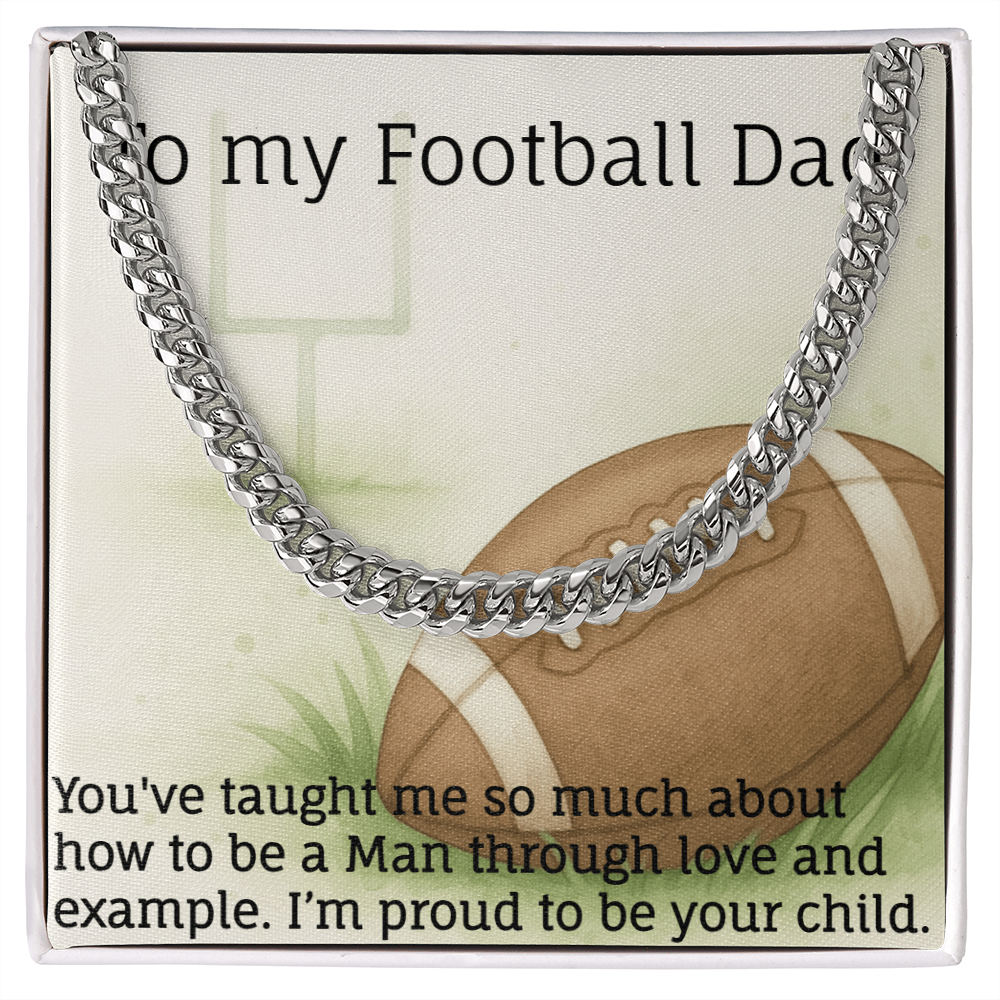 Men's Cuban Link Classic Style Necklace with love for American Football.