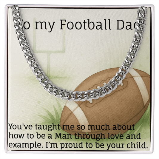 Men's Cuban Link Classic Style Necklace with love for American Football.