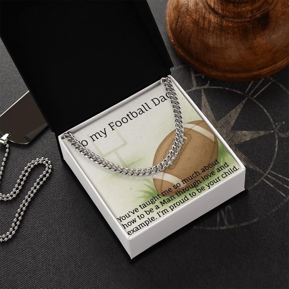Men's Cuban Link Classic Style Necklace with love for American Football.