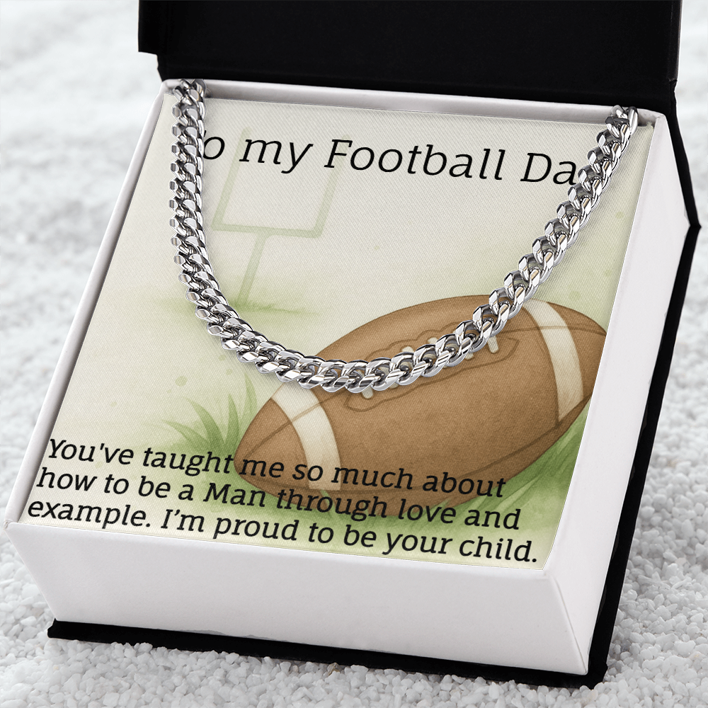 Men's Cuban Link Classic Style Necklace with love for American Football.