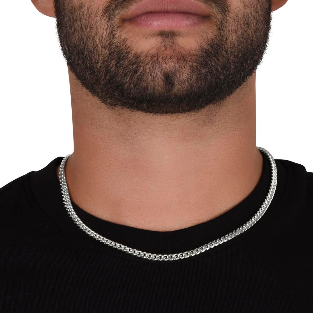 Men's Cuban Link Classic Style Necklace with love for American Football.
