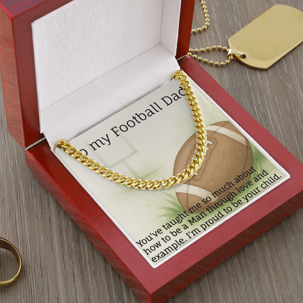 Men's Cuban Link Classic Style Necklace with love for American Football.