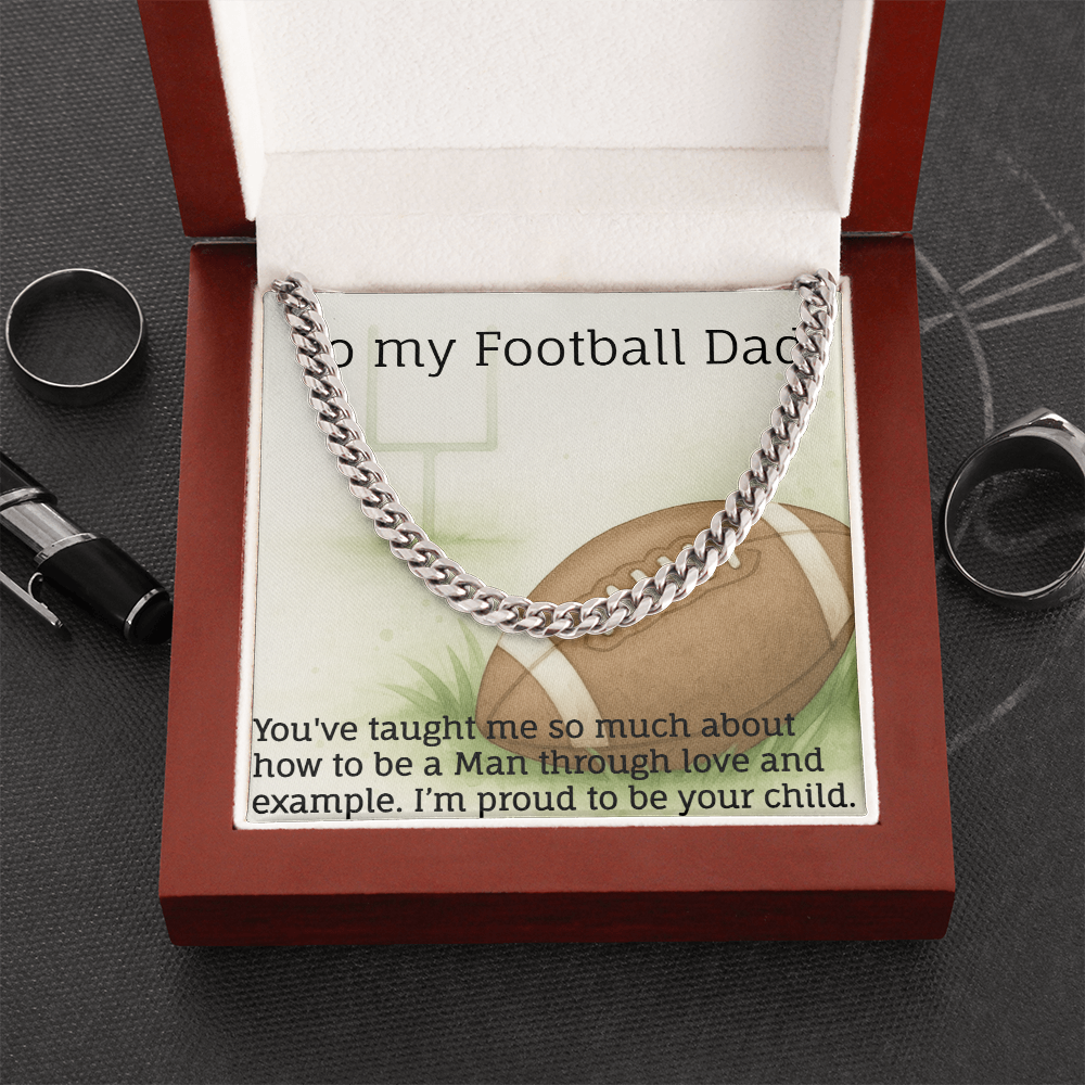 Men's Cuban Link Classic Style Necklace with love for American Football.