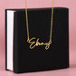 "Sign my name across the heart" is a wonderful to celebrate the name of yourself or a love one.  Get this signature style necklace as a keepsake