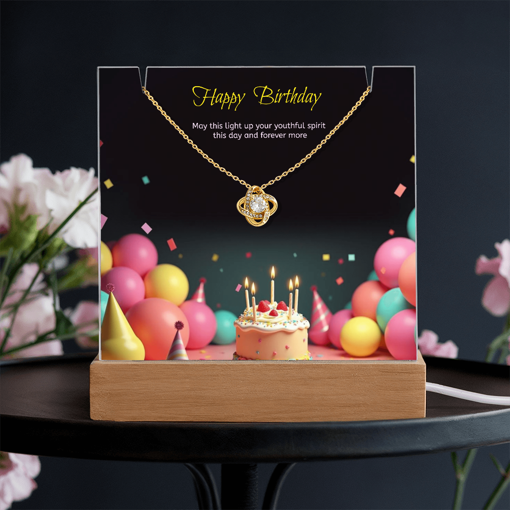 Two for One with this LED light stand and a Beautiful Love Knot Necklace.   You cannot go  wrong.