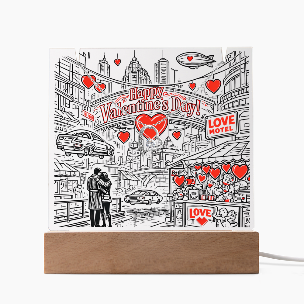 Futuristic Valentine. Love is in the Cyber City.  Lights up and displays a Gorgeous necklace.