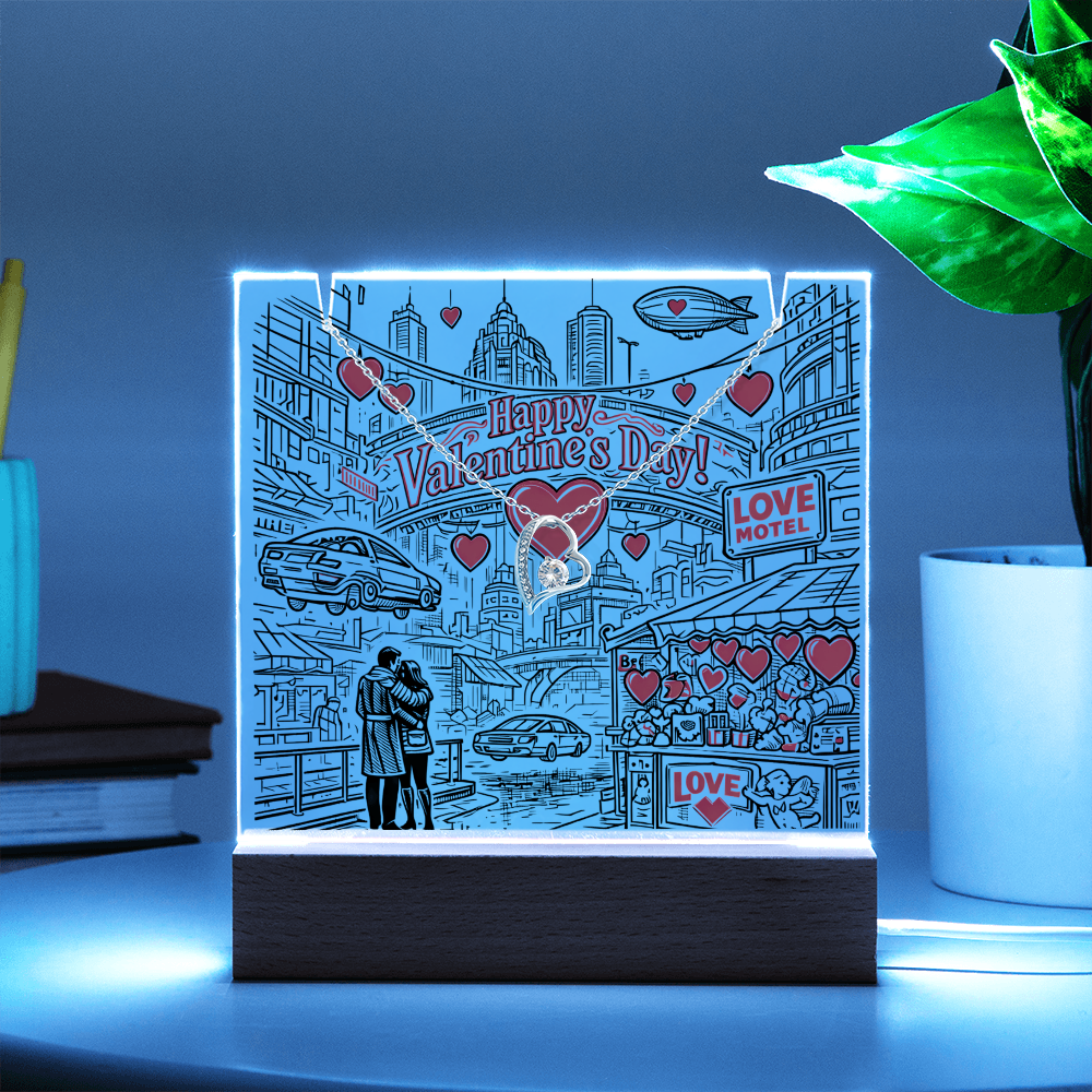 Futuristic Valentine. Love is in the Cyber City.  Lights up and displays a Gorgeous necklace.