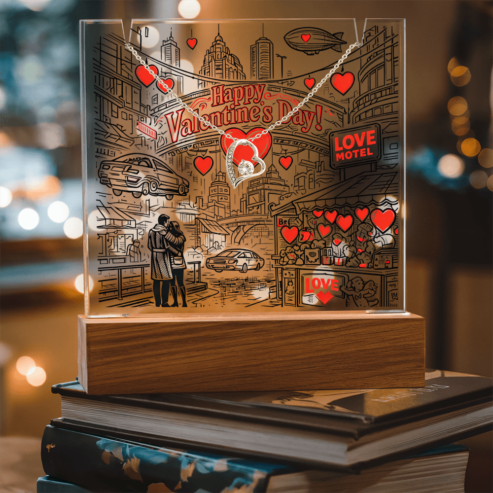 Futuristic Valentine. Love is in the Cyber City.  Lights up and displays a Gorgeous necklace.