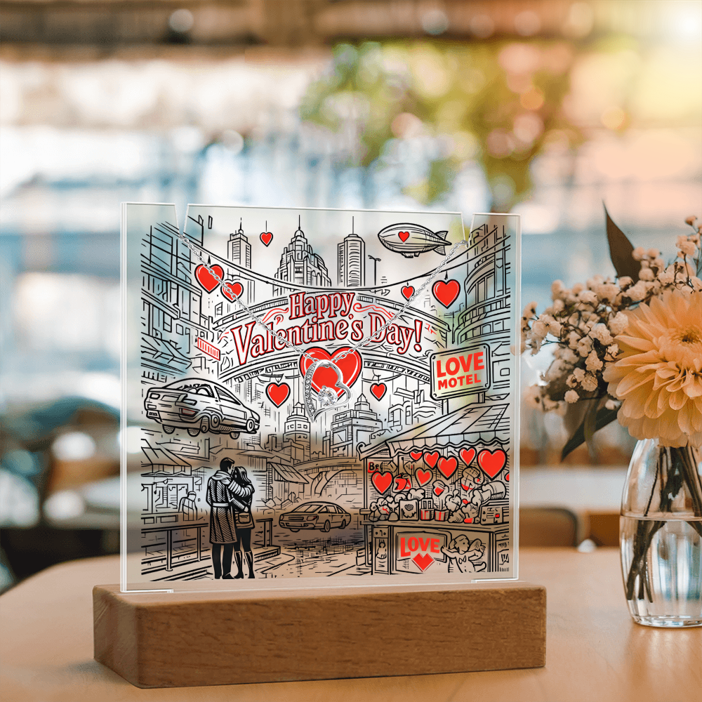 Futuristic Valentine. Love is in the Cyber City.  Lights up and displays a Gorgeous necklace.