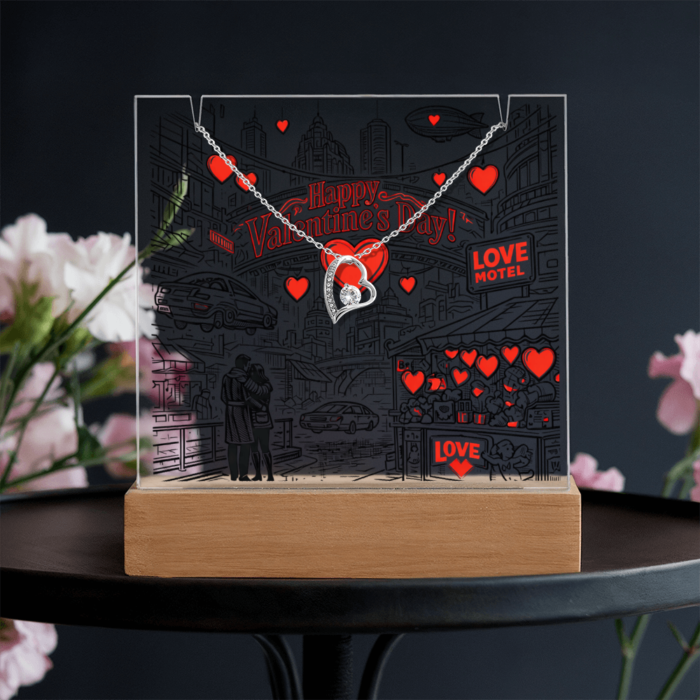 Futuristic Valentine. Love is in the Cyber City.  Lights up and displays a Gorgeous necklace.