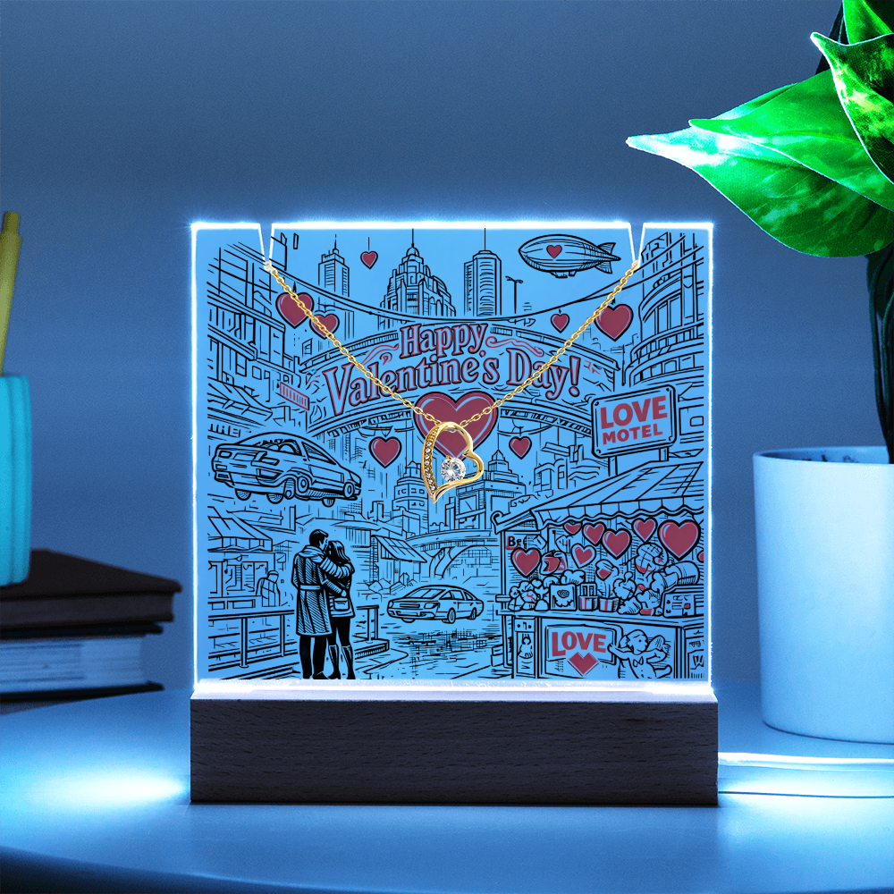 Futuristic Valentine. Love is in the Cyber City.  Lights up and displays a Gorgeous necklace.