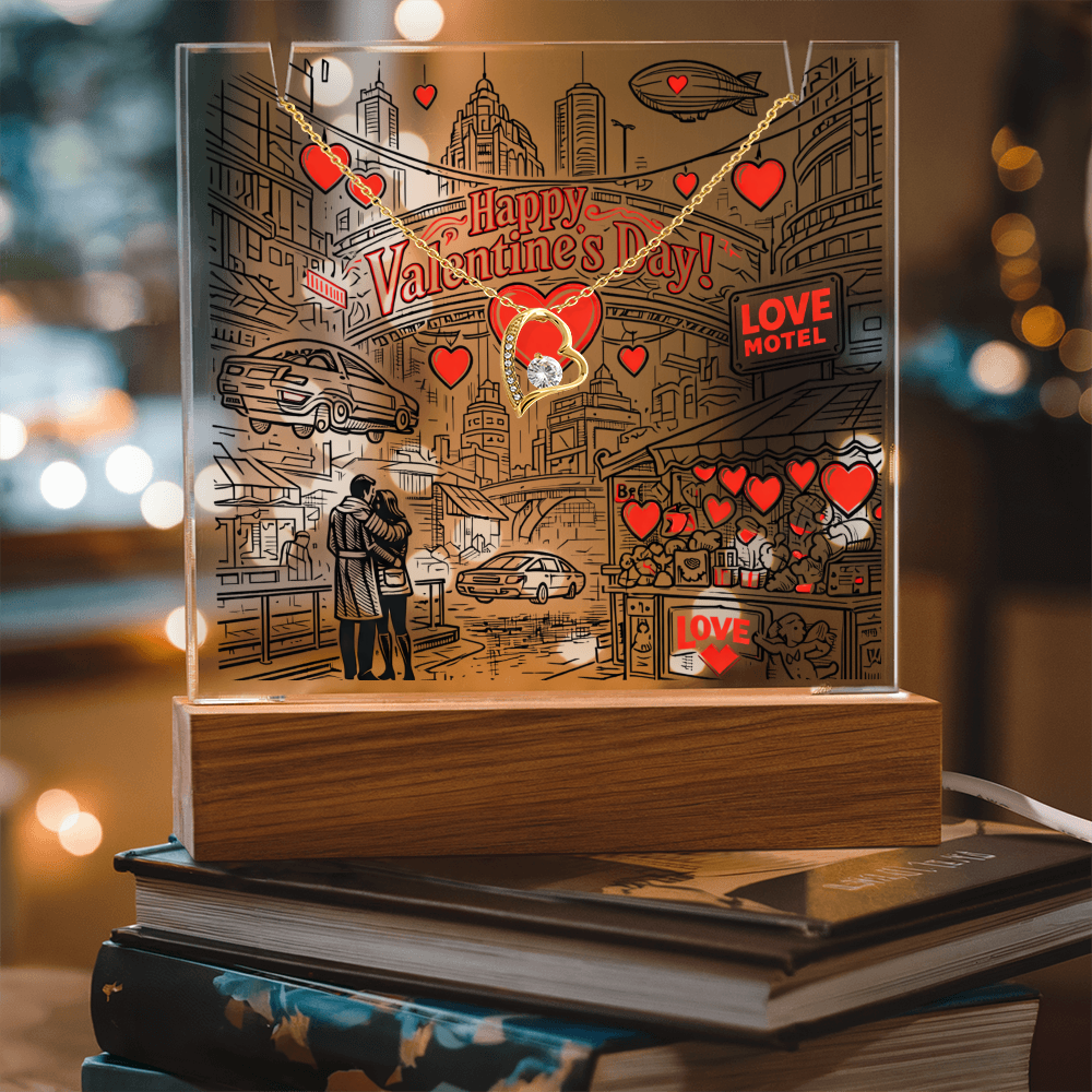 Futuristic Valentine. Love is in the Cyber City.  Lights up and displays a Gorgeous necklace.