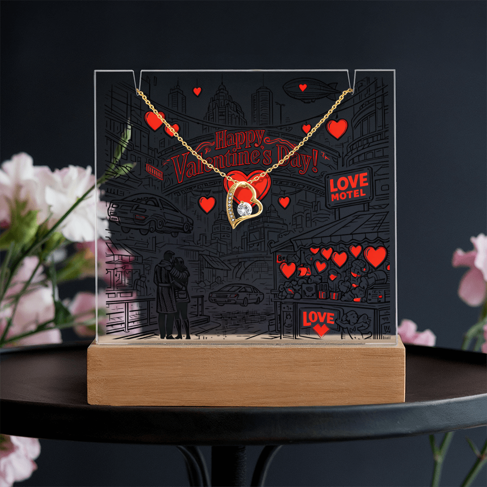 Futuristic Valentine. Love is in the Cyber City.  Lights up and displays a Gorgeous necklace.
