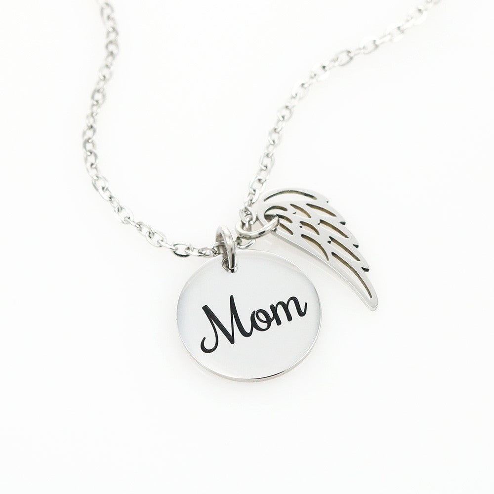 "For Mom – Winged Circle Pendant" for Christmas gift
