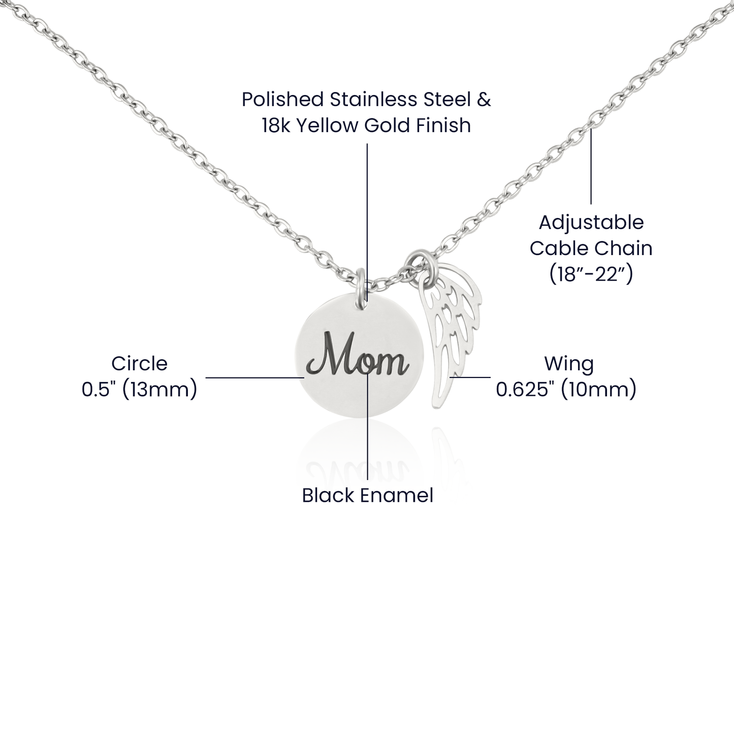 "For Mom – Winged Circle Pendant" for Christmas gift