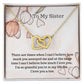 Sis.  To my Sister.  Interlocking hearts necklace